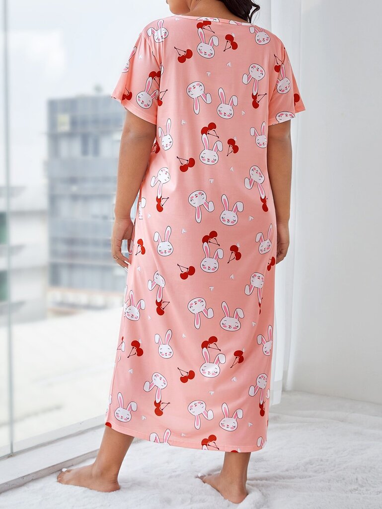 Plus Cartoon Graphic Yöpaita · Coral Pink · 3XL hinta ja tiedot | Naamiaisasut | hobbyhall.fi