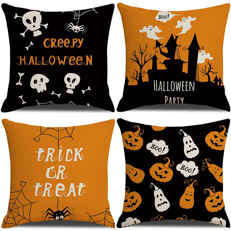 Koristetyynynpäällinen, Halloween, 45x45cm, 4 kpl hinta ja tiedot | Hauskat koristetyynyt | hobbyhall.fi