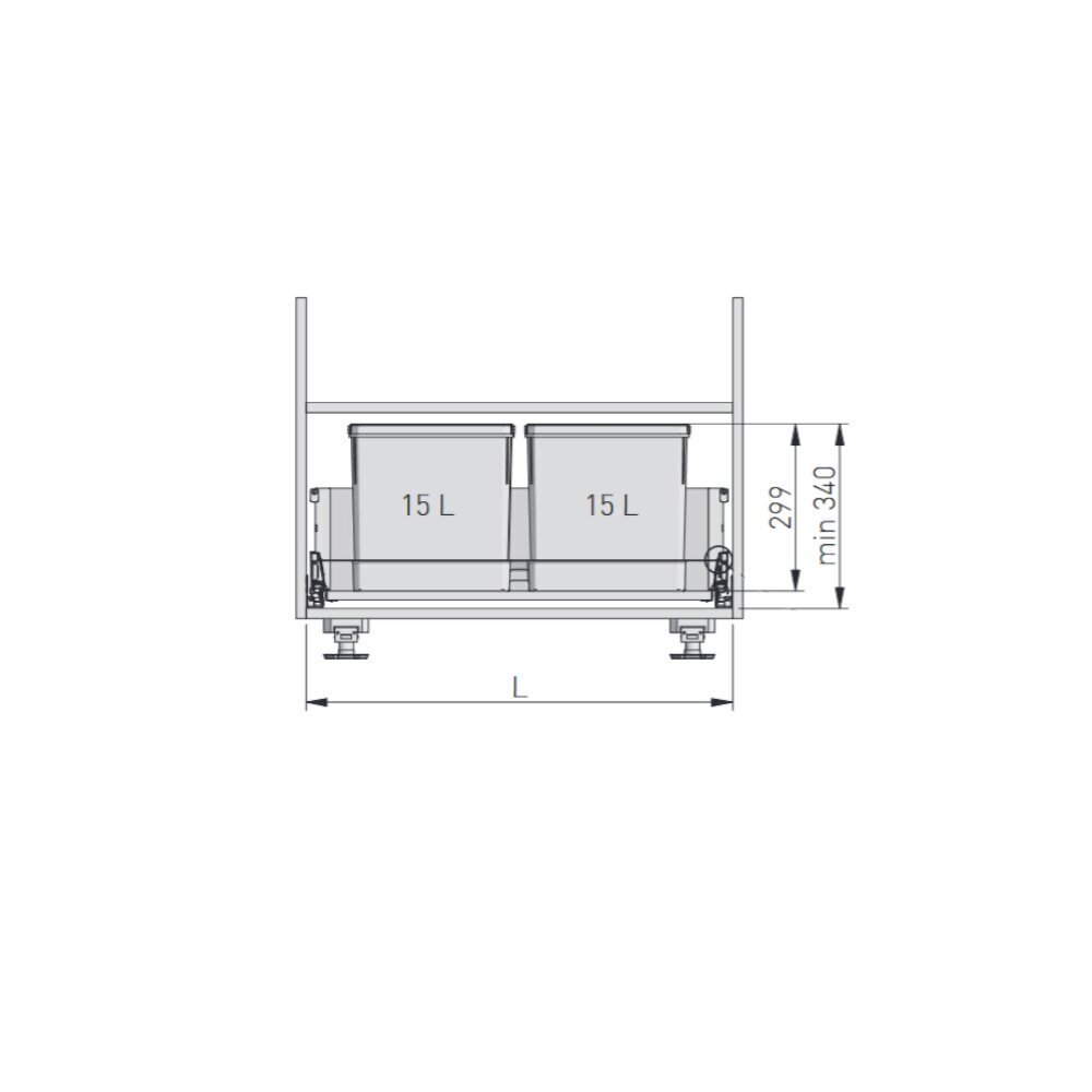 Roskakorisarja laatikoille: 60 cm, 1x15l, 2x7l hinta ja tiedot | Roska-astiat | hobbyhall.fi