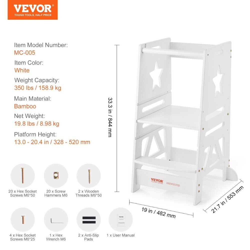 3-tasoinen lasten jakkara/askelmat Vevor, 84x48x55 cm hinta ja tiedot | Lasten pöydät ja tuolit | hobbyhall.fi