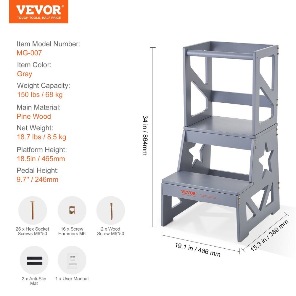 Lasten tuoli/askelmat Vevor, 86x48x38 hinta ja tiedot | Lasten pöydät ja tuolit | hobbyhall.fi