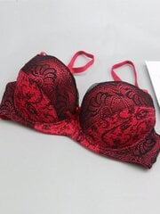 Ranskalaistyylinen värillinen lohkopitsi Patchwork Peasleeves kukkaprintti Sexy Bra·Red·85E hinta ja tiedot | Naisten aluspaidat | hobbyhall.fi