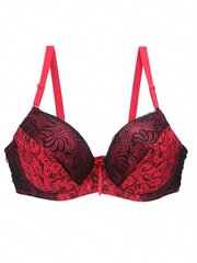 Ranskalaistyylinen värillinen lohkopitsi Patchwork Peasleeves kukkaprintti Sexy Bra·Red·85E hinta ja tiedot | Naisten aluspaidat | hobbyhall.fi