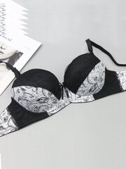 Ranskalaistyylinen värillinen lohkopitsi Patchwork Peasleeves kukkaprintti Sexy Bra·White·80B hinta ja tiedot | Naisten aluspaidat | hobbyhall.fi