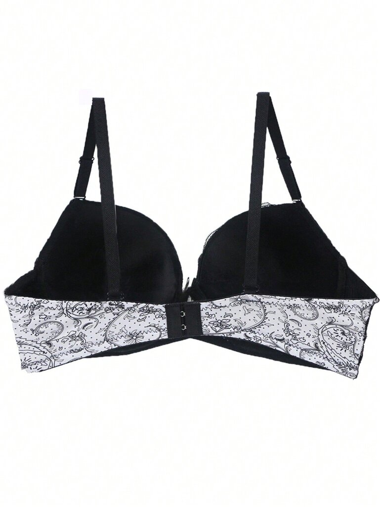 Ranskalaistyylinen värillinen lohkopitsi Patchwork Peasleeves kukkaprintti Sexy Bra·White·80B hinta ja tiedot | Naisten aluspaidat | hobbyhall.fi