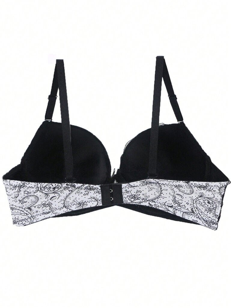 Ranskalaistyylinen värillinen lohkopitsi Patchwork Peasleeves kukkaprintti Sexy Bra·White·85E hinta ja tiedot | Naisten aluspaidat | hobbyhall.fi