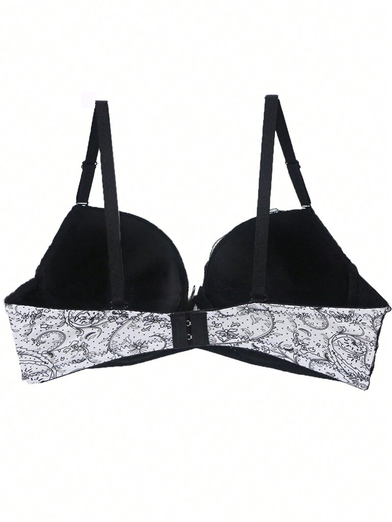 Ranskalaistyylinen värillinen lohkopitsi Patchwork Peasleeves kukkaprintti Sexy Bra·White·95C hinta ja tiedot | Naisten aluspaidat | hobbyhall.fi