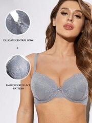 Naisten Flora Pehmustettu aluslangallinen Push Up Bra·Grey·80C hinta ja tiedot | Naisten aluspaidat | hobbyhall.fi