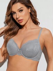 Naisten Flora Pehmustettu Underwire Push Up Bra·Grey·80D hinta ja tiedot | Naisten aluspaidat | hobbyhall.fi