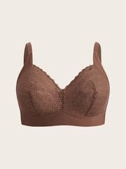 Plus Contrast Lace Wireless Bra·Coffee Brown·95E hinta ja tiedot | Rintaliivit | hobbyhall.fi