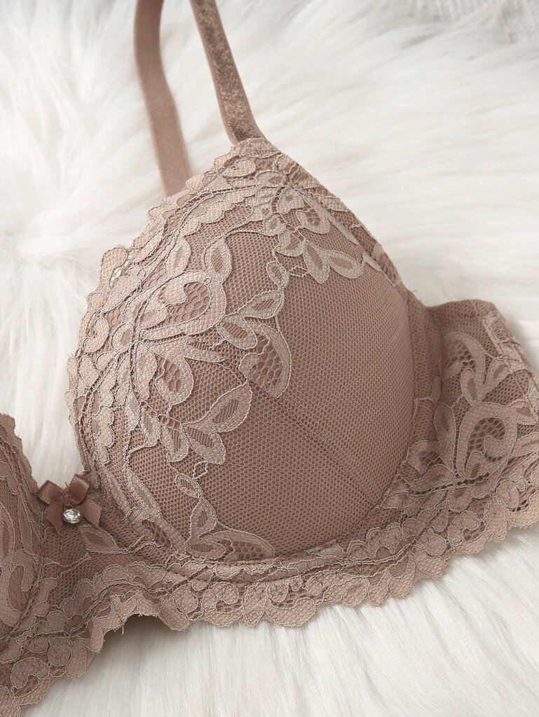 Floral Lace Underwire Push Up Bra Alusvaatteet·Aprikoosi·75B hinta ja tiedot | Naisten aluspaidat | hobbyhall.fi