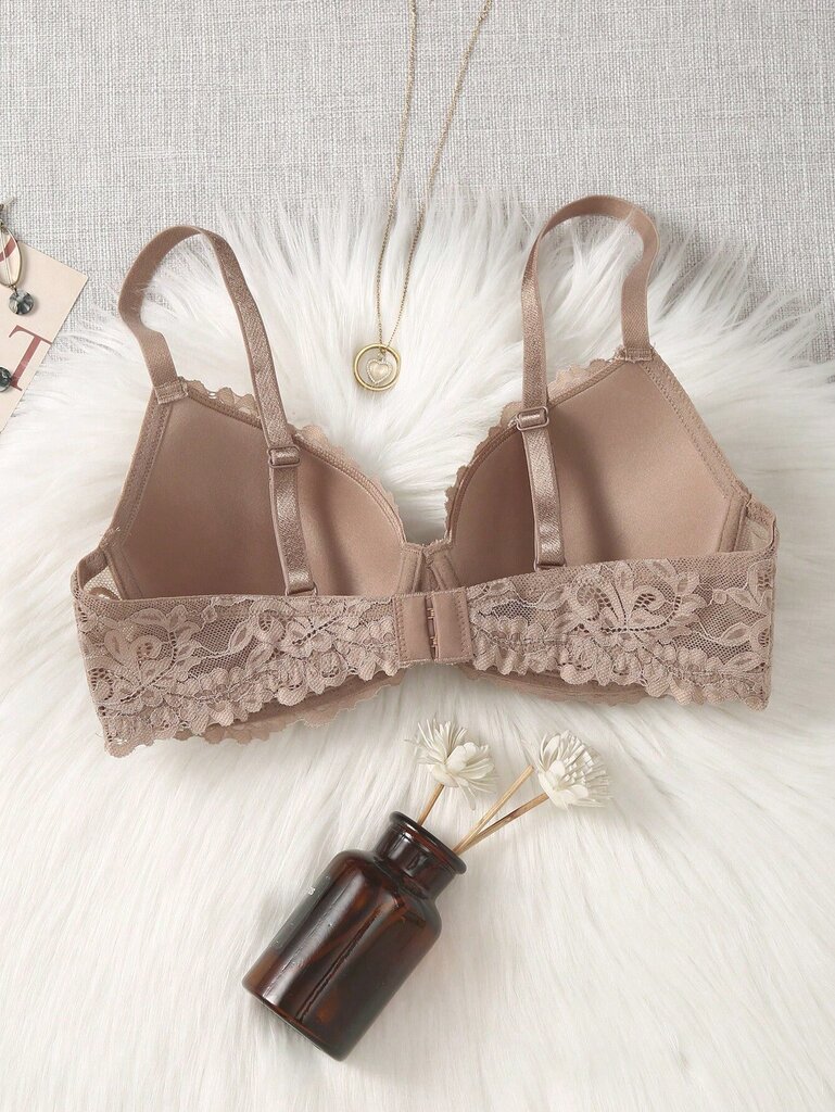 Floral Lace Underwire Push Up Bra Alusvaatteet·Aprikoosi·75B hinta ja tiedot | Naisten aluspaidat | hobbyhall.fi