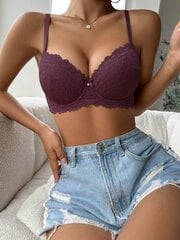 Floral Lace Underwire Push Up Bra Alusvaatteet · Purppura · 70A hinta ja tiedot | Rintaliivit | hobbyhall.fi