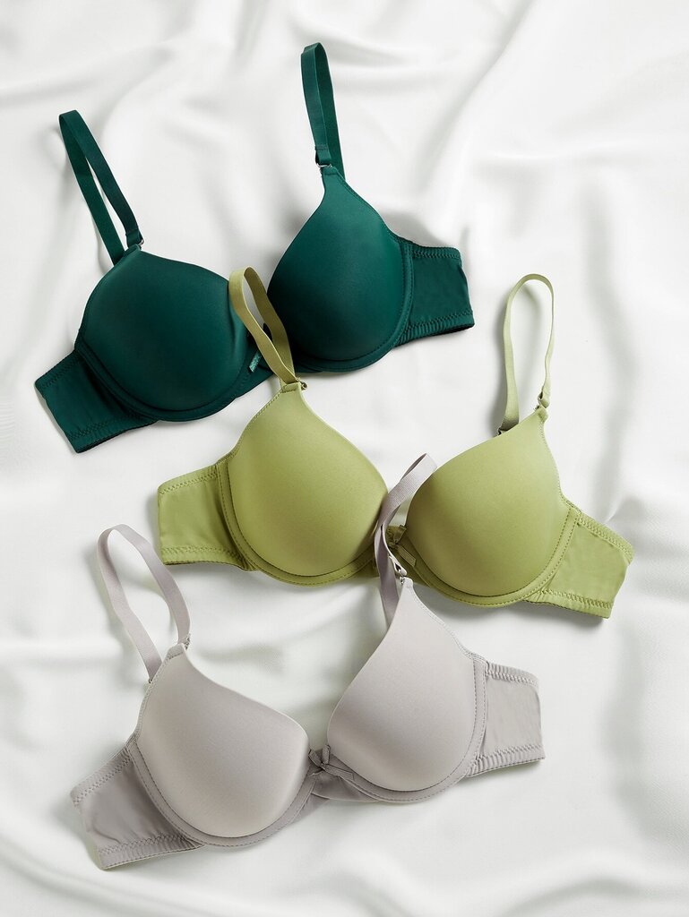 3kpl Solid Color Underwire Bra·Multicolor·70C hinta ja tiedot | Rintaliivit | hobbyhall.fi