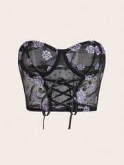 Goth kukkakirjonta Pitsi edessä Underwire Bra·Black·L hinta ja tiedot | Naisten aluspaidat | hobbyhall.fi