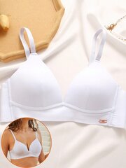 Yksivärinen Simple Deep V Neck Bra·White·L hinta ja tiedot | Naisten aluspaidat | hobbyhall.fi