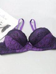 Ranskalaistyylinen värillinen lohkopitsi Patchwork Peasleeves kukkaprintti Sexy Bra·Purple·95B hinta ja tiedot | Naisten aluspaidat | hobbyhall.fi