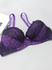 Ranskalaistyylinen värillinen lohkopitsi Patchwork Peasleeves kukkaprintti Sexy Bra·Purple·95E hinta ja tiedot | Rintaliivit | hobbyhall.fi