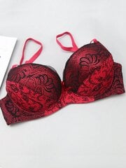 Ranskalaistyylinen värillinen lohkopitsi Patchwork Peasleeves kukkaprintti Sexy Bra·Red·75B hinta ja tiedot | Naisten aluspaidat | hobbyhall.fi