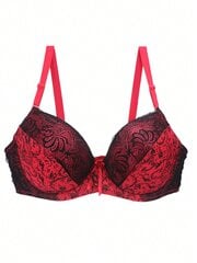 Ranskalaistyylinen värillinen lohkopitsi Patchwork Peasleeves kukkaprintti Sexy Bra·Red·80D hinta ja tiedot | Naisten aluspaidat | hobbyhall.fi