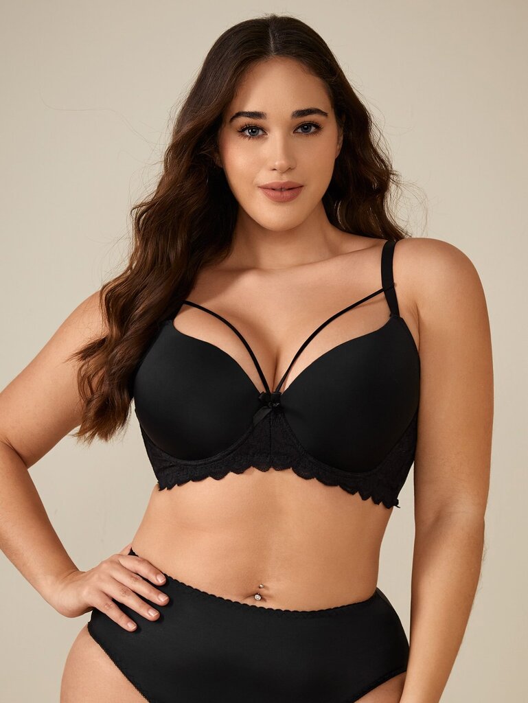 Plus pitsikoristelujouset edessä Underwire Bra·Musta·100C hinta ja tiedot | Naisten aluspaidat | hobbyhall.fi