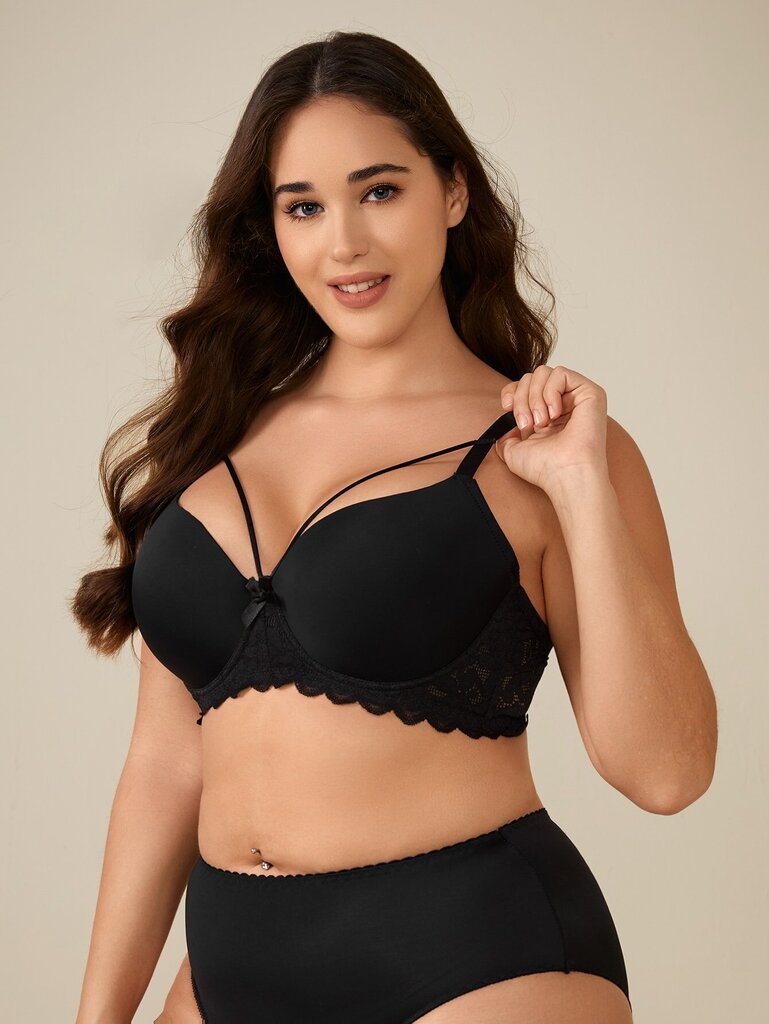 Plus pitsikoristelujouset edessä Underwire Bra·Musta·90C hinta ja tiedot | Naisten aluspaidat | hobbyhall.fi