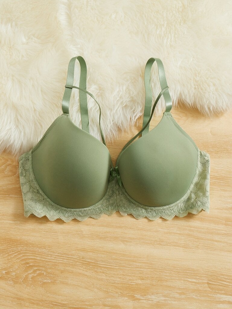 Plus pitsikoristelu rusetti edessä Underwire Bra·Mint Green·100D hinta ja tiedot | Naisten aluspaidat | hobbyhall.fi