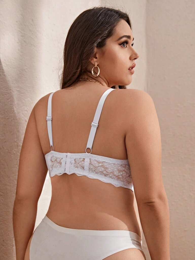 Plus pitsikoristelujouset edessä Underwire Bra·White·100D hinta ja tiedot | Naisten aluspaidat | hobbyhall.fi