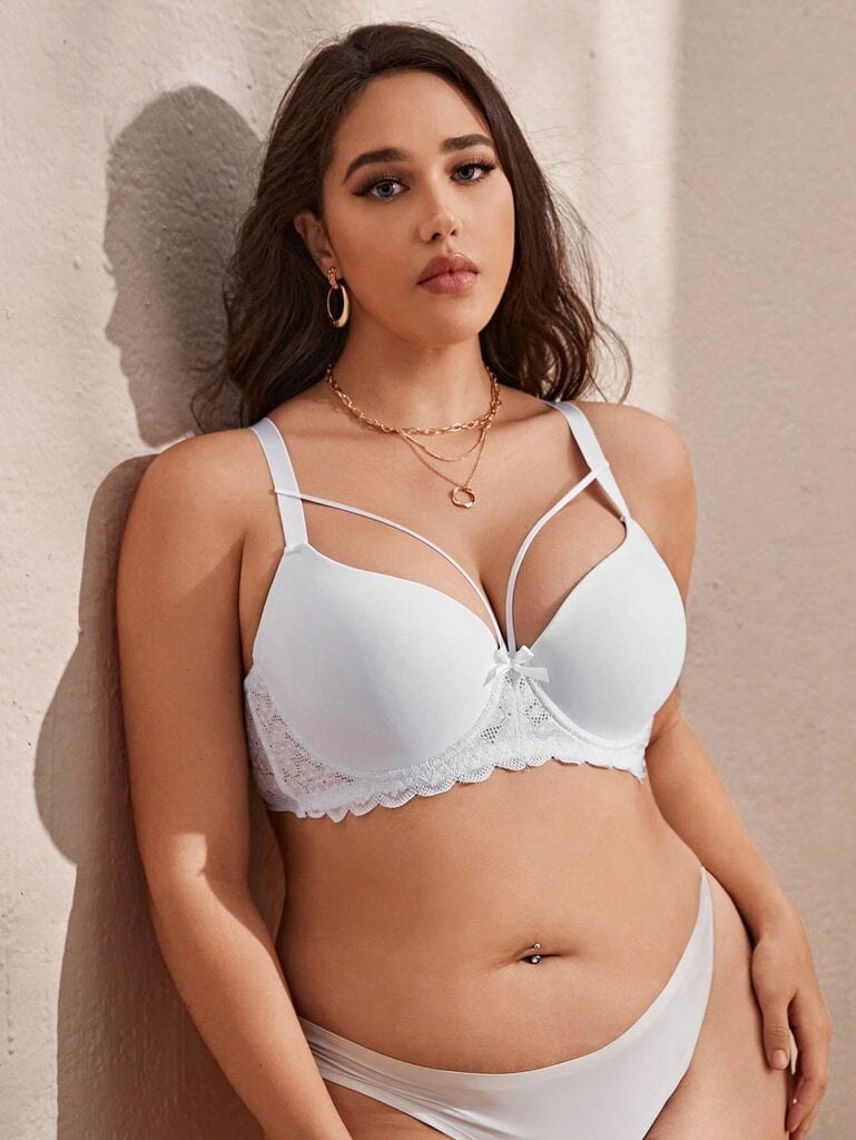 Plus pitsikoristelujouset edessä Underwire Bra·White·100D hinta ja tiedot | Naisten aluspaidat | hobbyhall.fi