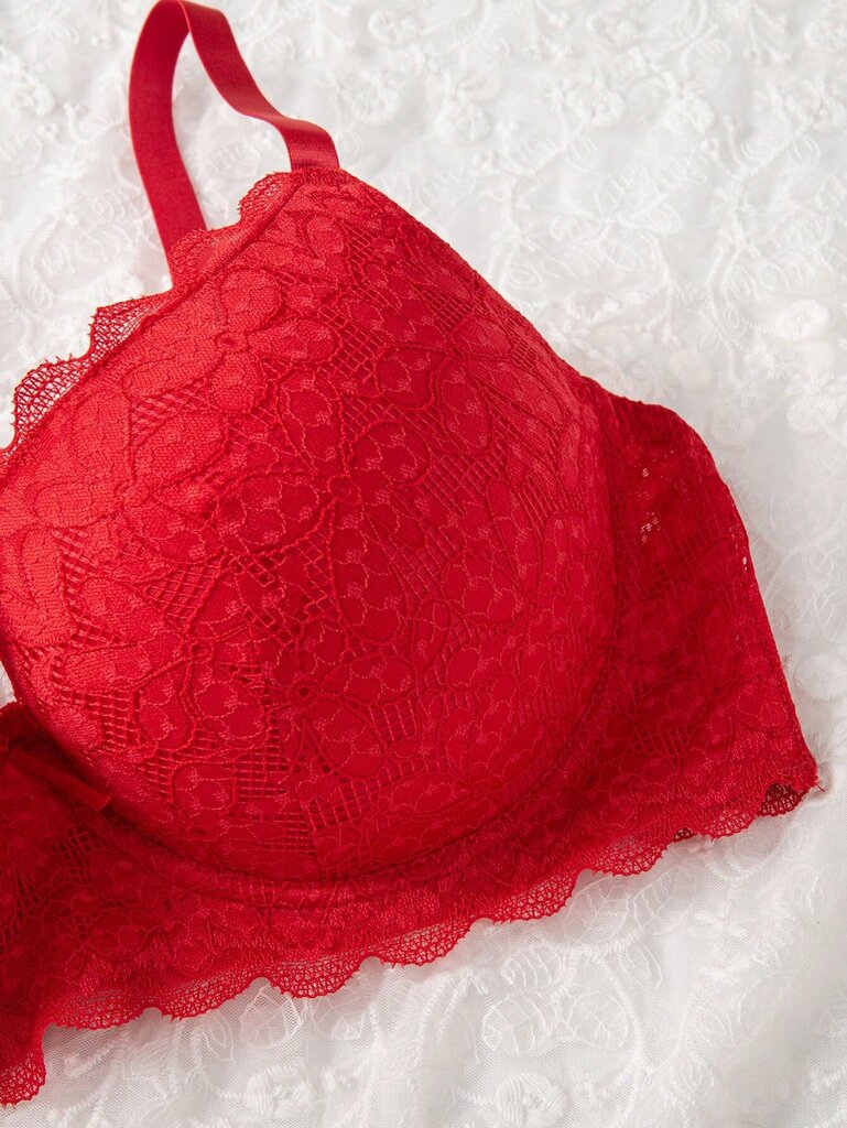 Plus kukkapitsi Underwire Bra·Red·100D hinta ja tiedot | Naisten aluspaidat | hobbyhall.fi