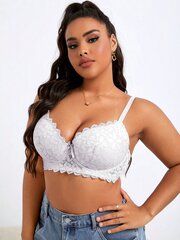 Plus kukkapitsi Underwire Bra·White·100D hinta ja tiedot | Naisten aluspaidat | hobbyhall.fi