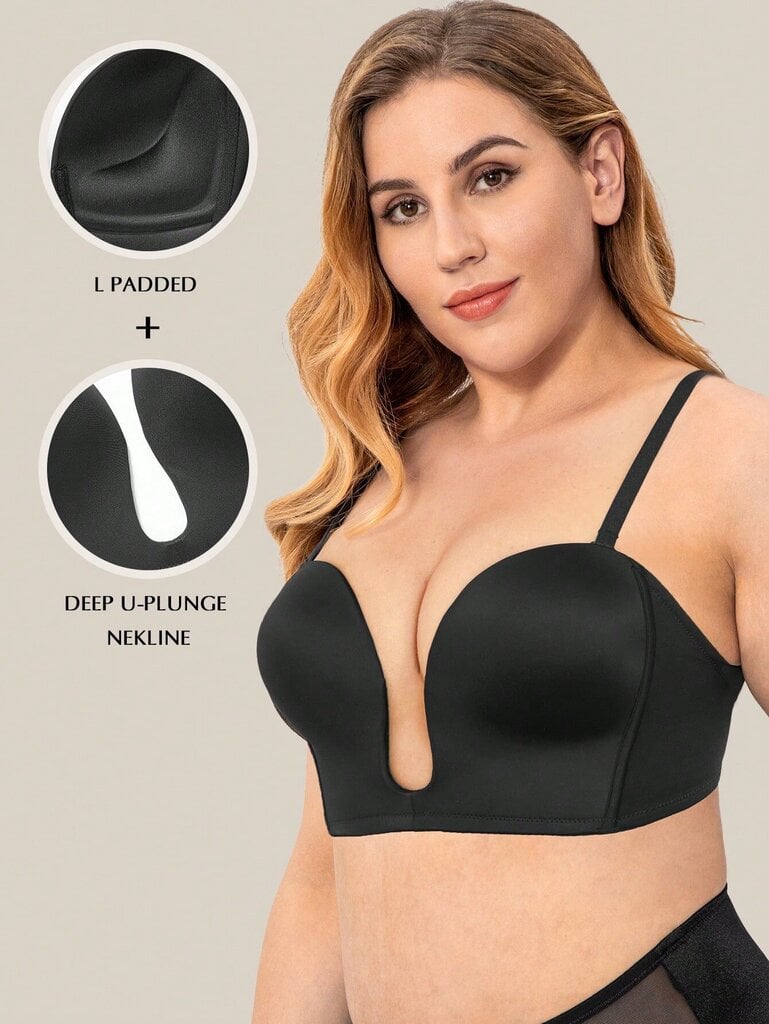 Wingslove Sexy Deep V Push Up -rintaliivit olkaimettomat rintaliivit langattomat rintaliivit · mustat·80B hinta ja tiedot | Naisten aluspaidat | hobbyhall.fi