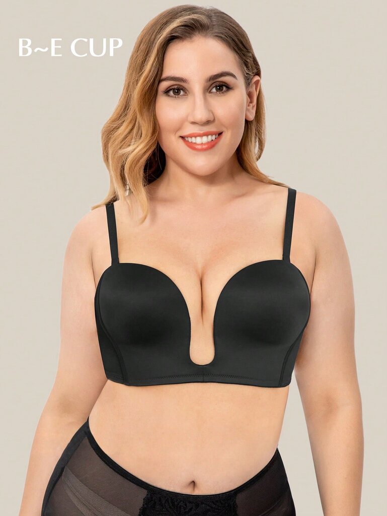 Wingslove Sexy Deep V Push Up -rintaliivit olkaimettomat rintaliivit langattomat rintaliivit · mustat·80C hinta ja tiedot | Naisten aluspaidat | hobbyhall.fi