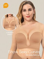 Wingslove Sexy Deep V Push Up -rintaliivit olkaimettomat rintaliivit langattomat rintaliivit·Camel·80B hinta ja tiedot | Naisten aluspaidat | hobbyhall.fi