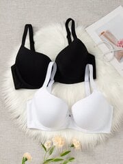 Plus 2kpl Solid Underwire Push Up Bra·mustavalkoinen·100D hinta ja tiedot | Naisten aluspaidat | hobbyhall.fi