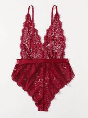 Klassinen Sexy Plus kukkainen pitsinauhallinen nallebody·Burgundy·4XL hinta ja tiedot | Naisten aluspaidat | hobbyhall.fi