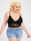 Plus-koon kukkainen pitsi kampasimpukkaviiraus Bralette Frenchy Wireless Alusvaatteet·musta·3XL hinta ja tiedot | Naisten aluspaidat | hobbyhall.fi