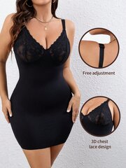 Plus Contrast Lace Shapewear Slip·Black·3XL hinta ja tiedot | Naisten aluspaidat | hobbyhall.fi