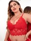 Plus-koon kukkainen pitsi kampasimpukkaviiraus Bralette Frenchy Wireless Alusvaatteet·Punainen·1XL hinta ja tiedot | Naisten aluspaidat | hobbyhall.fi