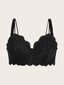 Plus Floral Lace Scallop Trim Underwire-rintaliivit alusvaatteet·musta·1XL hinta ja tiedot | Naisten aluspaidat | hobbyhall.fi