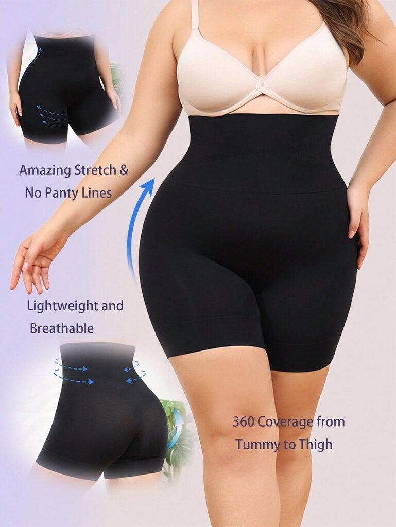 Plus High Waist Control Shapewear Shortsit·Musta·3XL hinta ja tiedot | Naisten aluspaidat | hobbyhall.fi