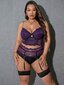 Klassinen Sexy Plus 4kpl kukkainen pitsiketju yksityiskohta rusetti sukkanauha Underwire alusasusetti·violetti·4XL hinta ja tiedot | Naisten aluspaidat | hobbyhall.fi