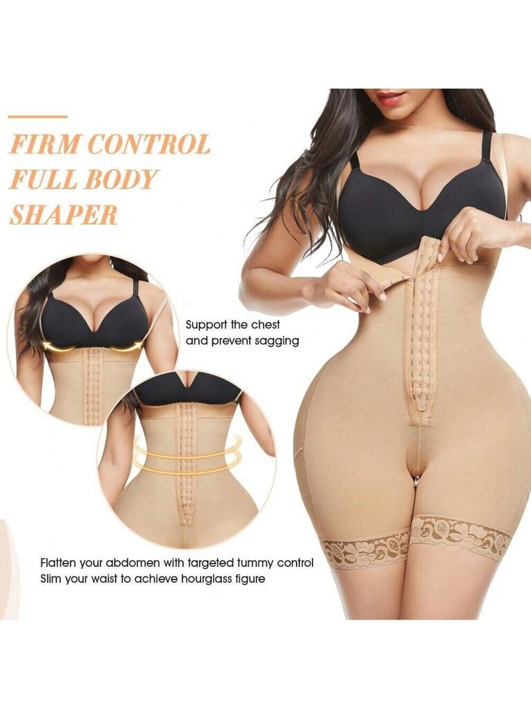 Plus-koon naisten muotopuvut Fajas Post Kirurginen Compression Body Haaroissa, vetoketju edessä·Aprikoosi·2XL hinta ja tiedot | Naisten aluspaidat | hobbyhall.fi