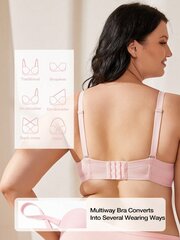 Naisten Wingslove Plus-kokoinen aluslangallinen Push Up olkaimeton rintaliivit · Baby Pink · 90D hinta ja tiedot | Naisten aluspaidat | hobbyhall.fi