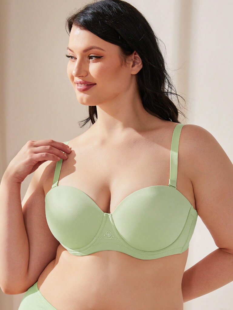 Wingslove Naisten Plus Size Underwire Push Up Olkaimeton Bra·Mintunvihreä·80H hinta ja tiedot | Naisten aluspaidat | hobbyhall.fi