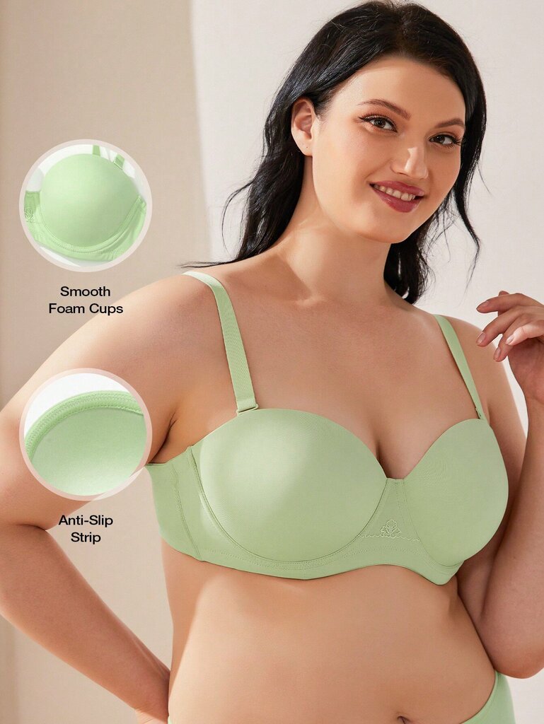 Wingslove Naisten Plus Size Underwire Push Up Olkaimeton Bra·Mintunvihreä·90B hinta ja tiedot | Naisten aluspaidat | hobbyhall.fi