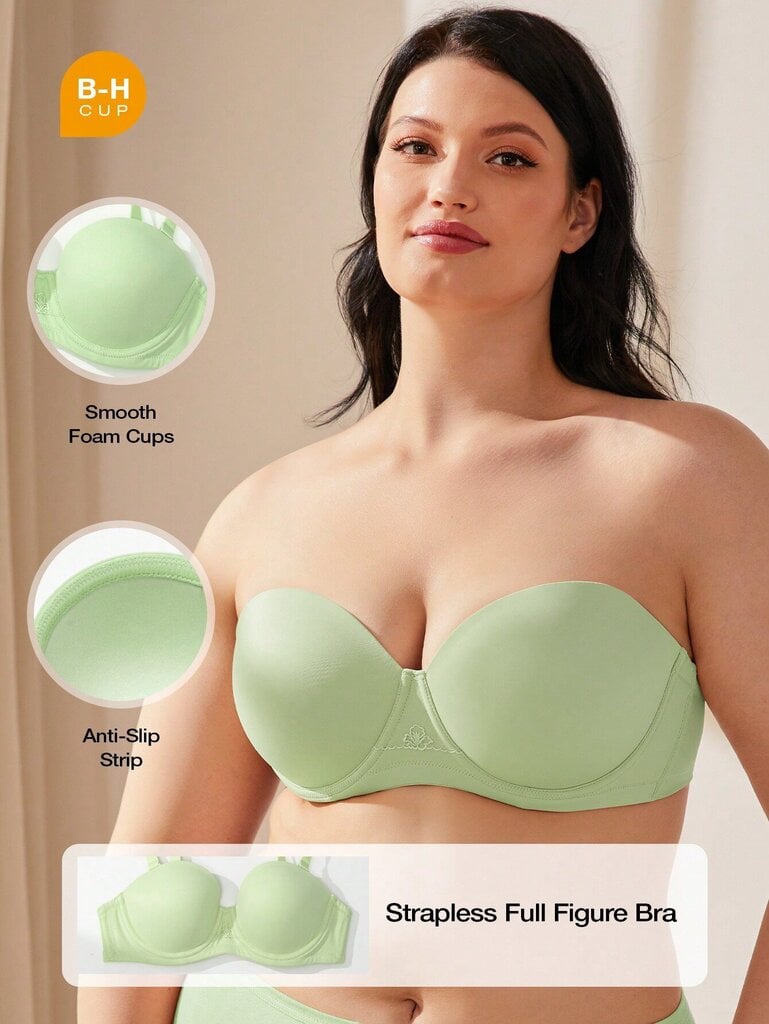 Wingslove Naisten Plus Size Underwire Push Up Olkaimeton Bra·Mintunvihreä·90B hinta ja tiedot | Naisten aluspaidat | hobbyhall.fi