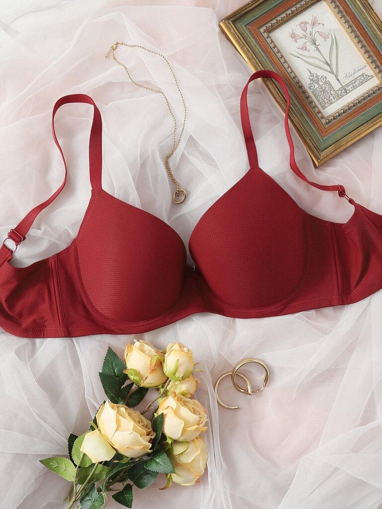 Plus Bow tekojalokivi Yksityiskohta Push Up Bra·Burgundy·105D hinta ja tiedot | Naisten aluspaidat | hobbyhall.fi