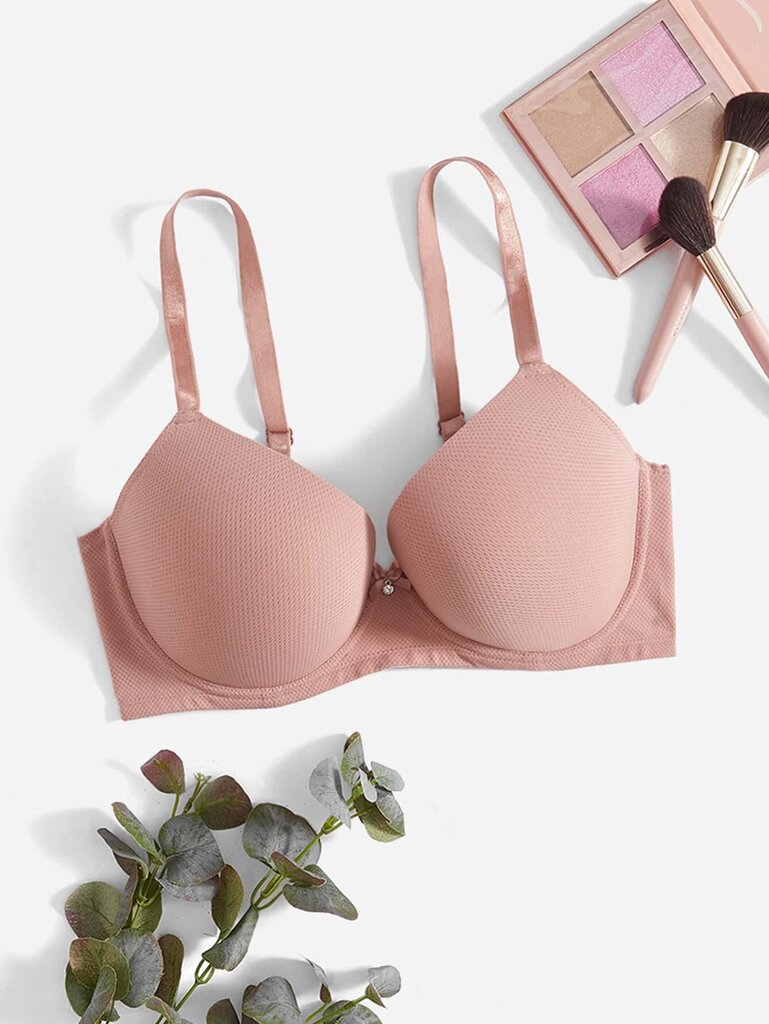 Plus Bow tekojalokivi Yksityiskohta Push Up Bra·Dusty Pink·100D hinta ja tiedot | Naisten aluspaidat | hobbyhall.fi