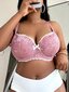 Plus kukkainen pitsirusetti edessä Underwire Bra·Dusty Pink·100C hinta ja tiedot | Naisten aluspaidat | hobbyhall.fi